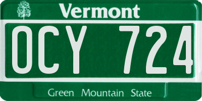 VT license plate OCY724