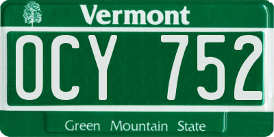 VT license plate OCY752