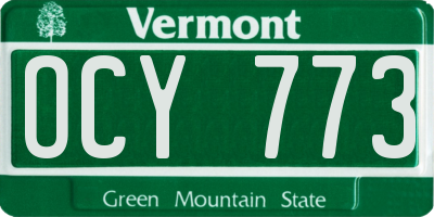 VT license plate OCY773