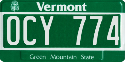 VT license plate OCY774