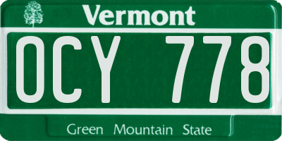 VT license plate OCY778