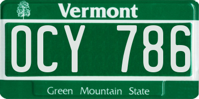 VT license plate OCY786