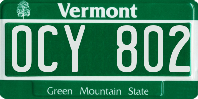 VT license plate OCY802