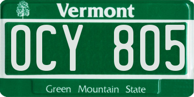 VT license plate OCY805