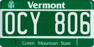 VT license plate OCY806