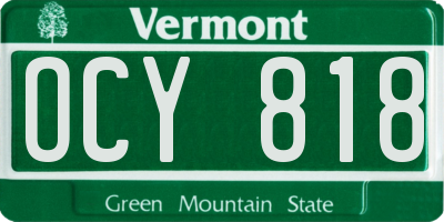 VT license plate OCY818