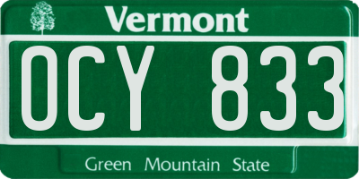 VT license plate OCY833