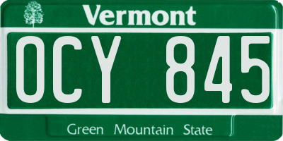 VT license plate OCY845