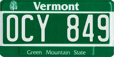 VT license plate OCY849