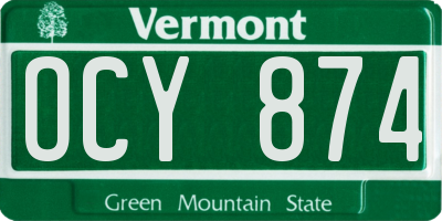 VT license plate OCY874