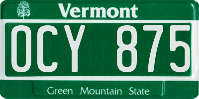 VT license plate OCY875