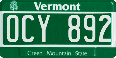 VT license plate OCY892