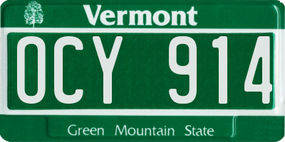 VT license plate OCY914