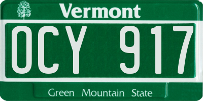 VT license plate OCY917