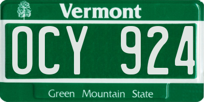 VT license plate OCY924