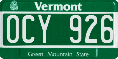 VT license plate OCY926