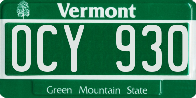 VT license plate OCY930