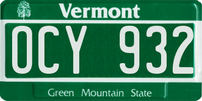 VT license plate OCY932