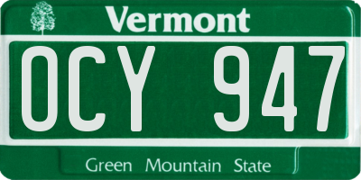 VT license plate OCY947