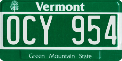 VT license plate OCY954