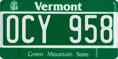 VT license plate OCY958