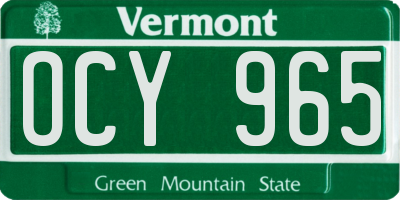 VT license plate OCY965