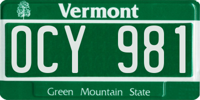 VT license plate OCY981