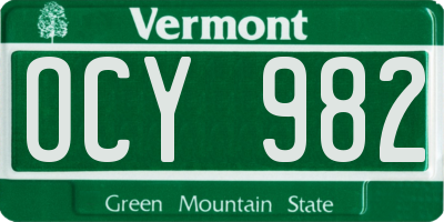 VT license plate OCY982