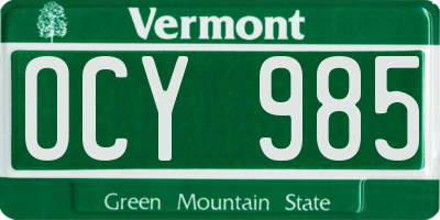 VT license plate OCY985