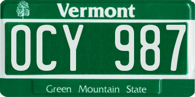 VT license plate OCY987