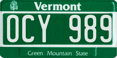VT license plate OCY989