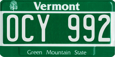 VT license plate OCY992