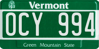 VT license plate OCY994