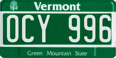 VT license plate OCY996