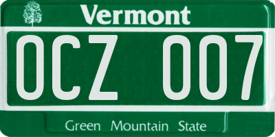 VT license plate OCZ007