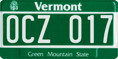 VT license plate OCZ017