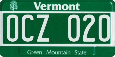 VT license plate OCZ020