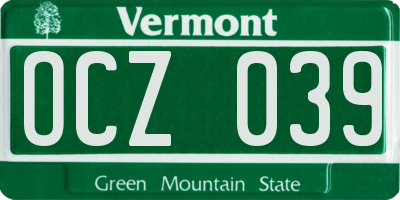 VT license plate OCZ039