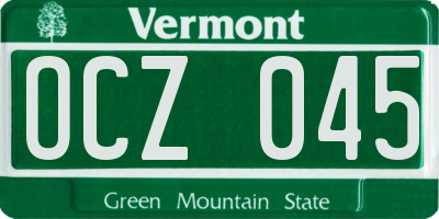 VT license plate OCZ045