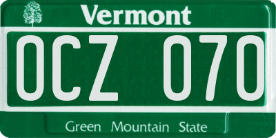 VT license plate OCZ070