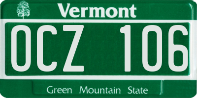 VT license plate OCZ106