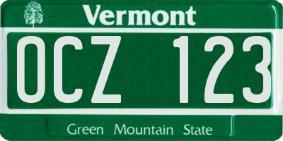VT license plate OCZ123