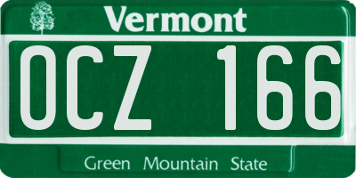 VT license plate OCZ166