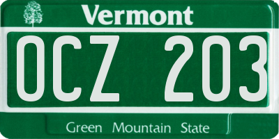 VT license plate OCZ203