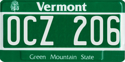 VT license plate OCZ206
