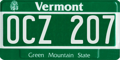 VT license plate OCZ207