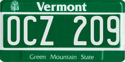 VT license plate OCZ209