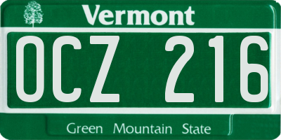 VT license plate OCZ216
