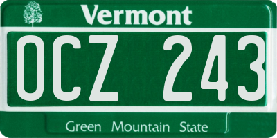 VT license plate OCZ243