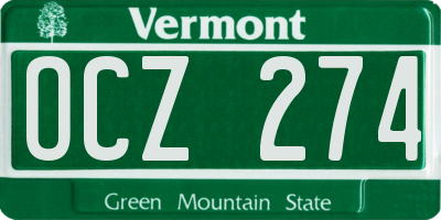 VT license plate OCZ274